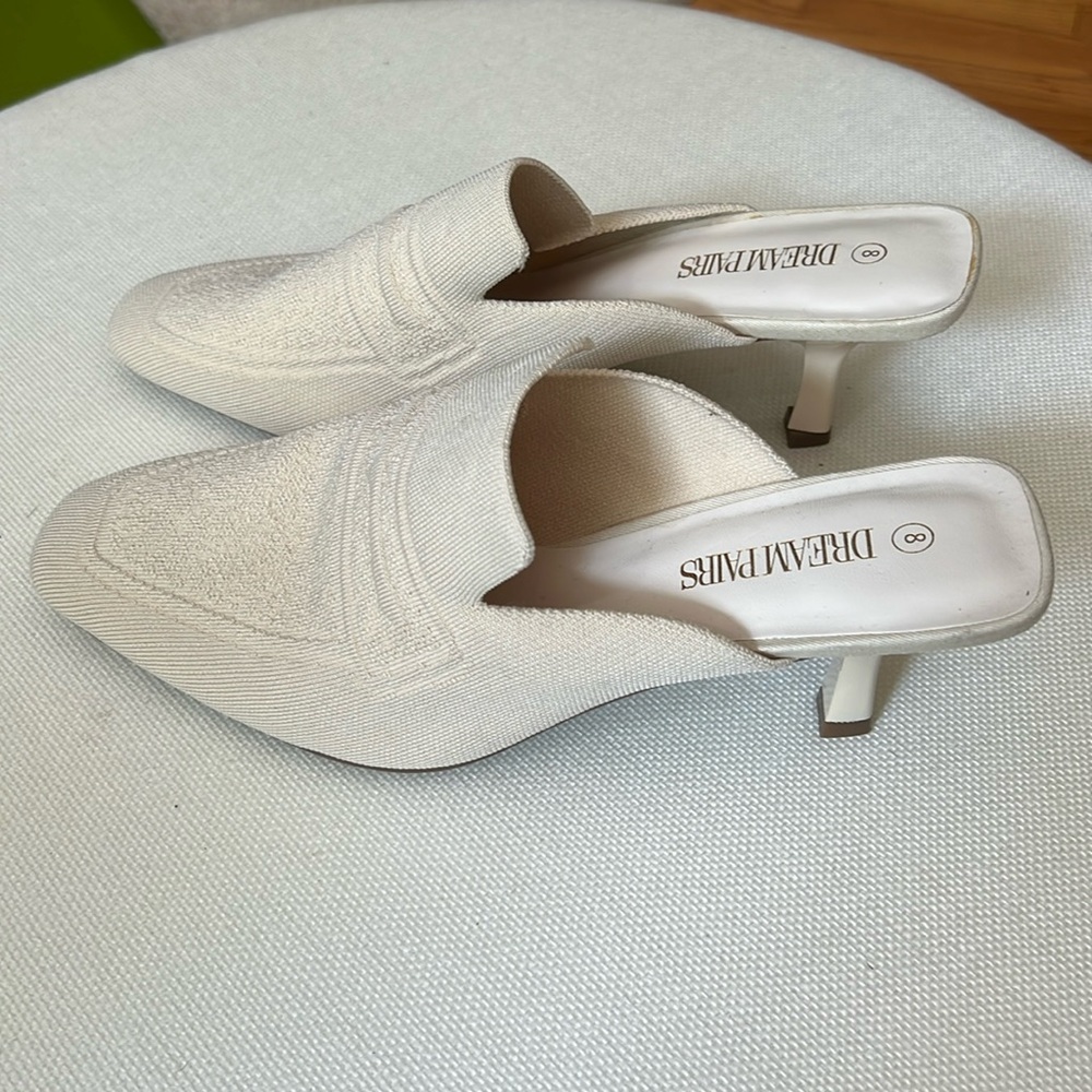 Dreampairs, ivory stretch fit mule, size 8